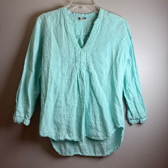 L.L. Bean Womens Shirt Linen Size Small Top Mint Green Casual Shirt - Picture 1 of 4